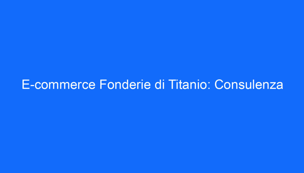 E commerce Fonderie di Titanio: Consulenza