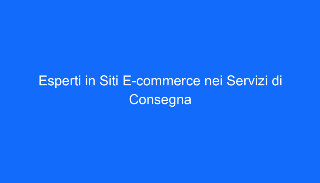 Esperti in Siti E commerce nei Servizi di Consegna