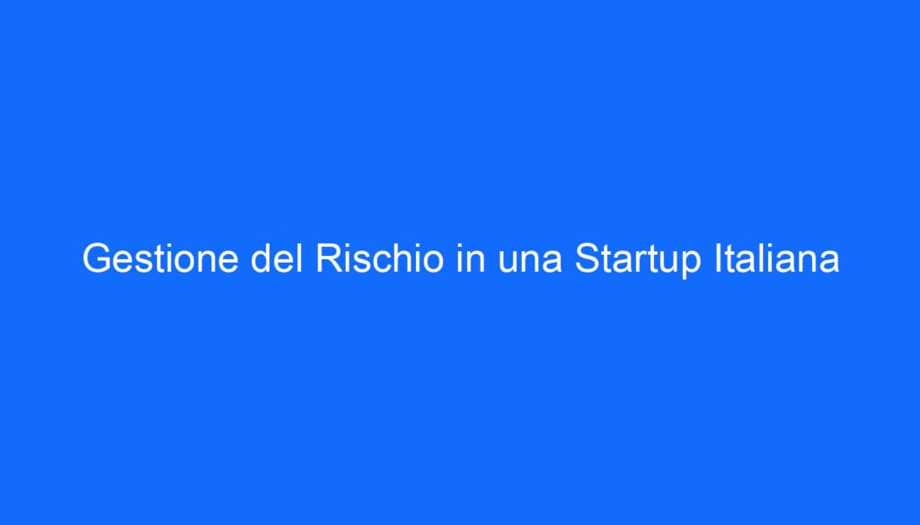 Gestione del Rischio in una Startup Italiana