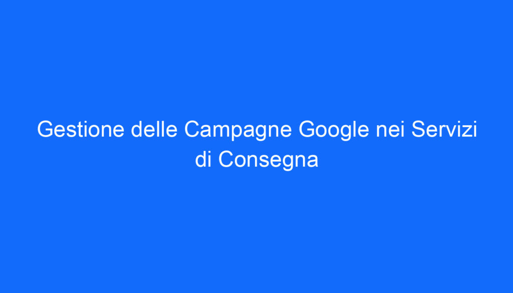 Gestione delle Campagne Google nei Servizi di Consegna