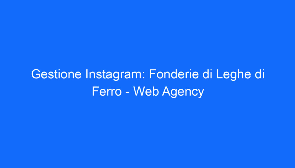 Gestione Instagram: Fonderie di Leghe di Ferro   Web Agency