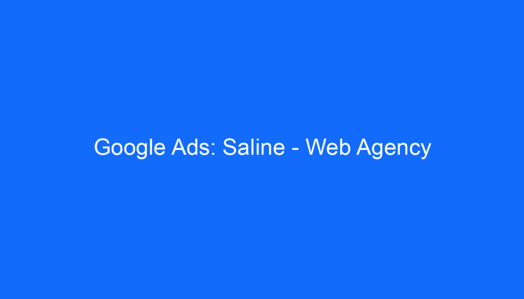 Google Ads: Saline   Web Agency