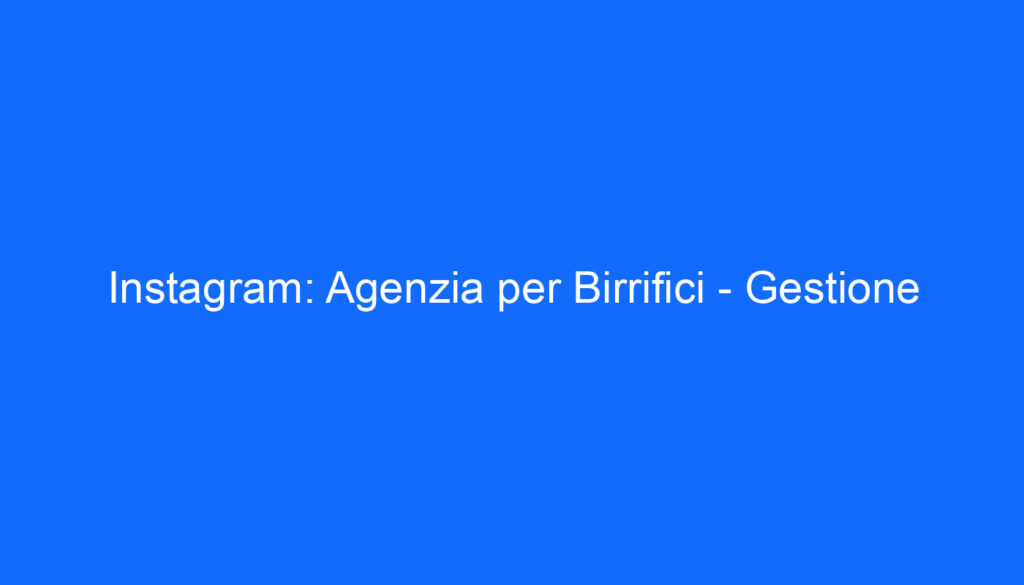 Instagram: Agenzia per Birrifici   Gestione
