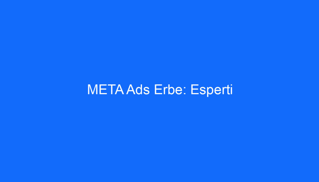 META Ads Erbe: Esperti