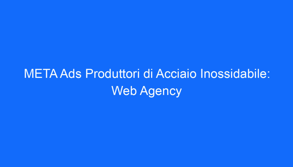 META Ads Produttori di Acciaio Inossidabile: Web Agency