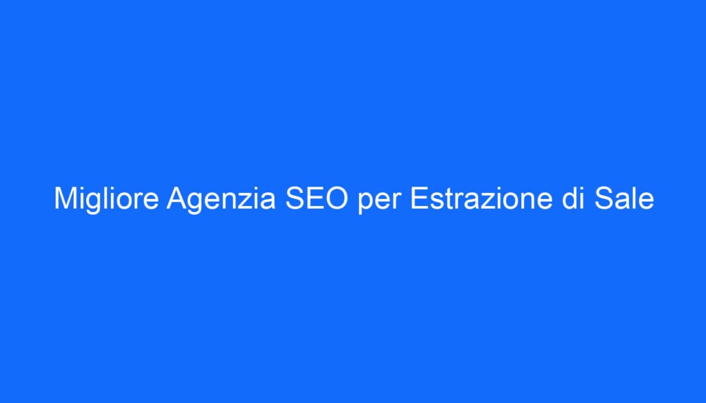 Migliore Agenzia SEO per Estrazione di Sale