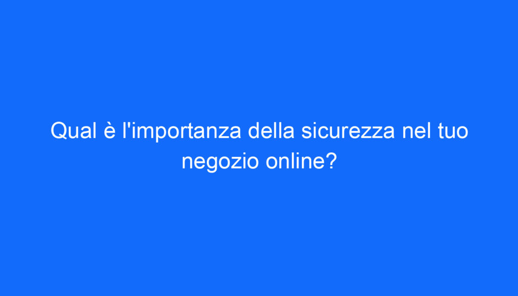 Qual è l'importanza della sicurezza nel tuo negozio online?