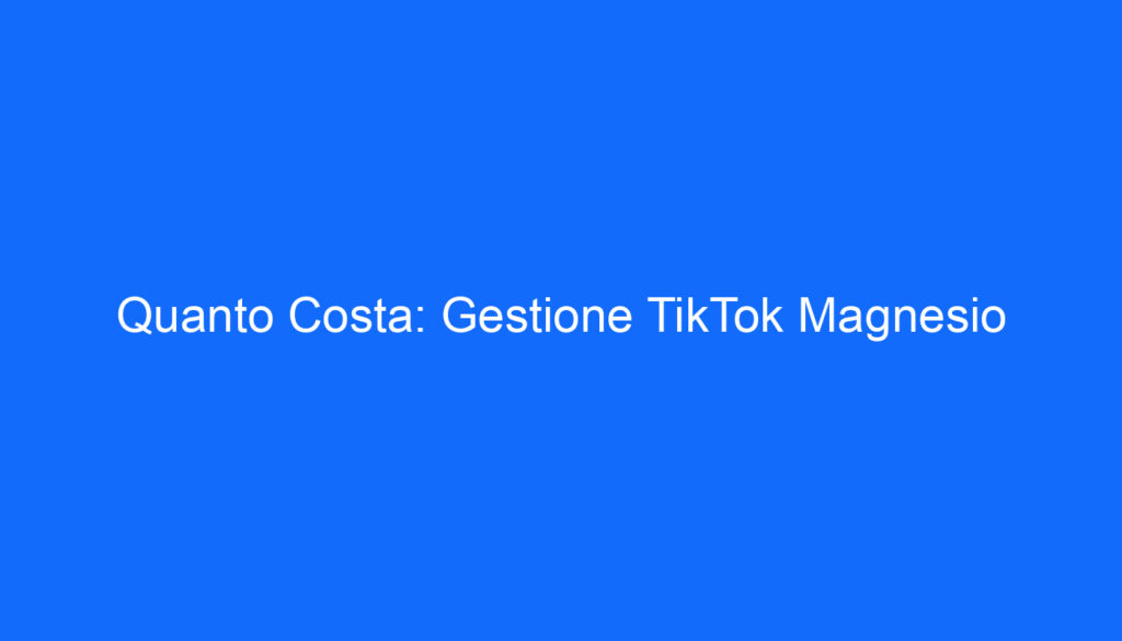 Quanto Costa: Gestione TikTok Magnesio