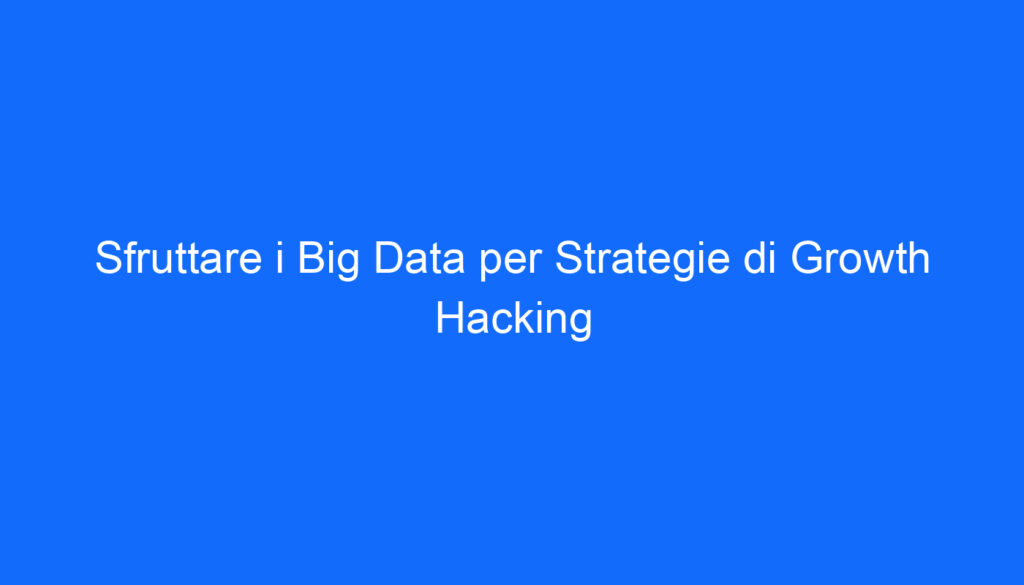 Sfruttare i Big Data per Strategie di Growth Hacking