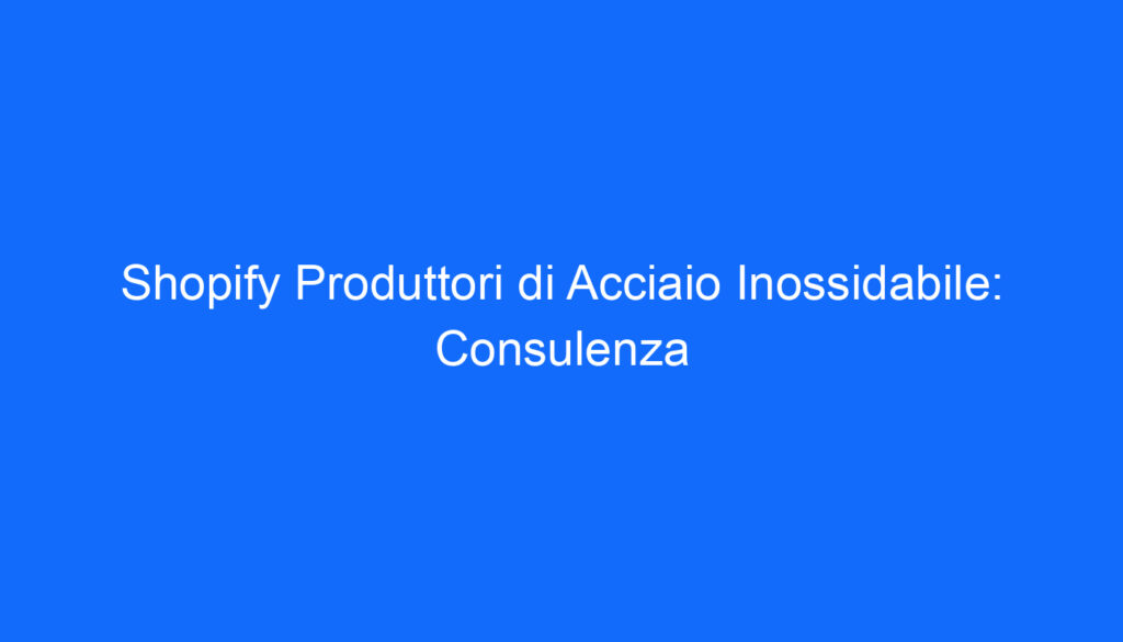 Shopify Produttori di Acciaio Inossidabile: Consulenza