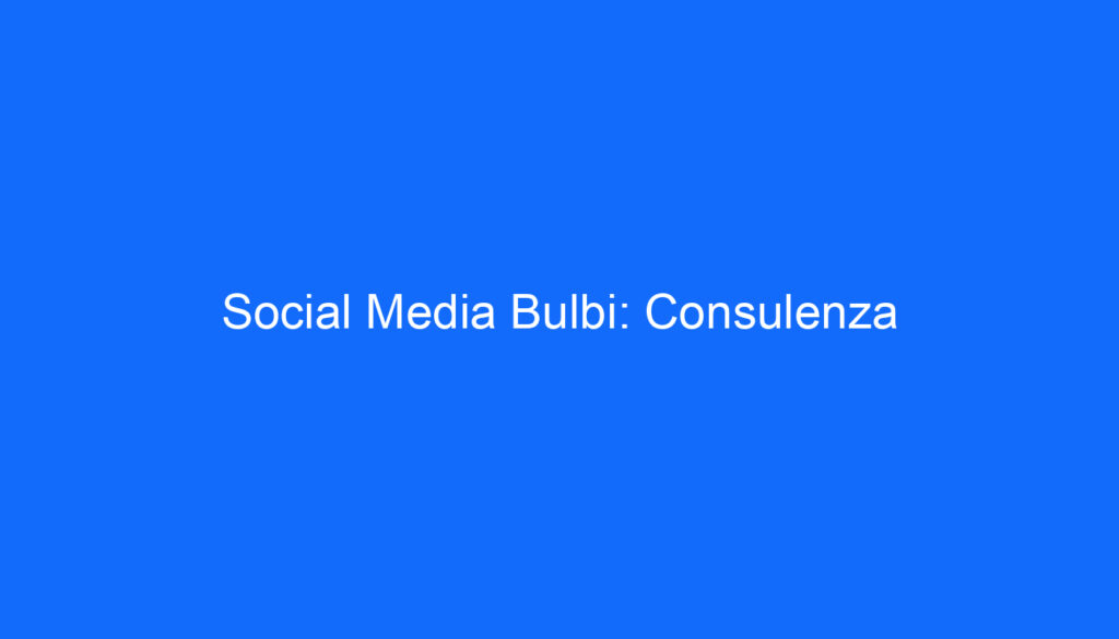 Social Media Bulbi: Consulenza