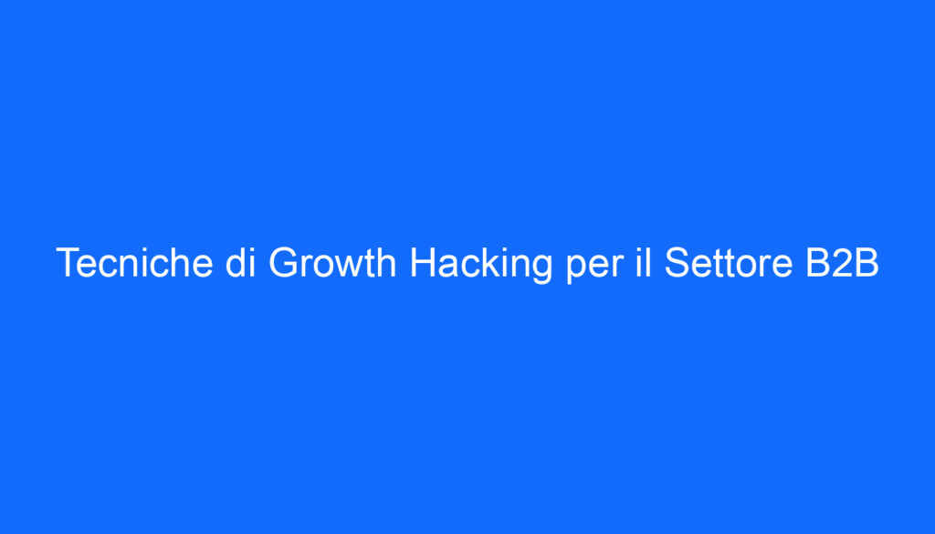 Tecniche di Growth Hacking per il Settore B2B