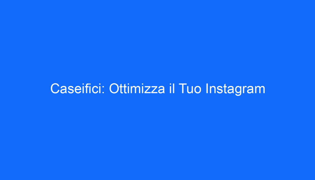 Caseifici: Ottimizza il Tuo Instagram