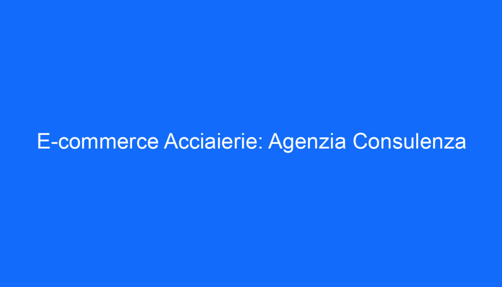 E commerce Acciaierie: Agenzia Consulenza