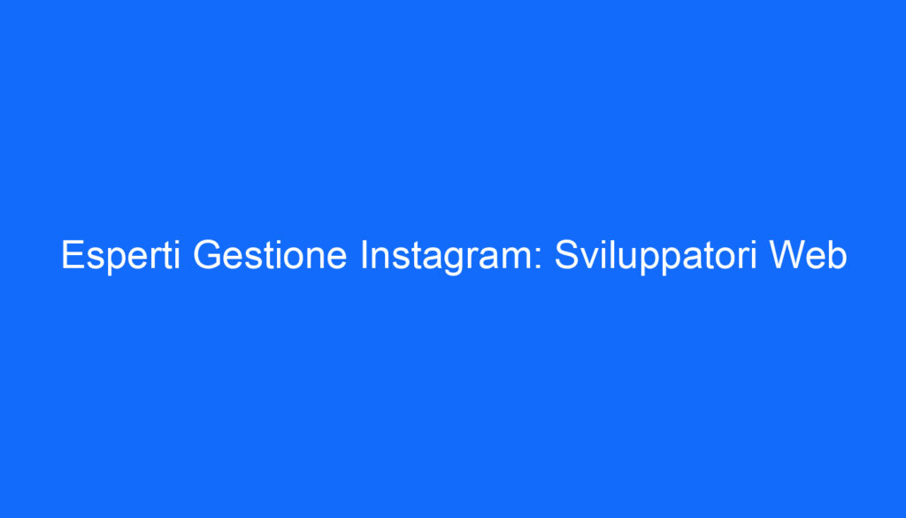 Esperti Gestione Instagram: Sviluppatori Web