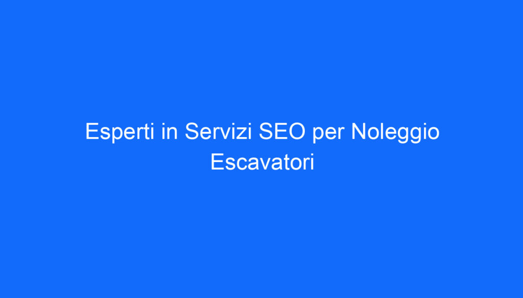 Esperti in Servizi SEO per Noleggio Escavatori