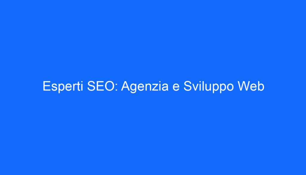 Esperti SEO: Agenzia e Sviluppo Web