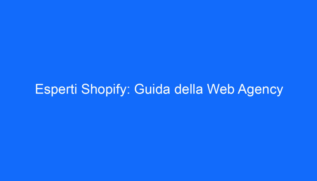 Esperti Shopify: Guida della Web Agency