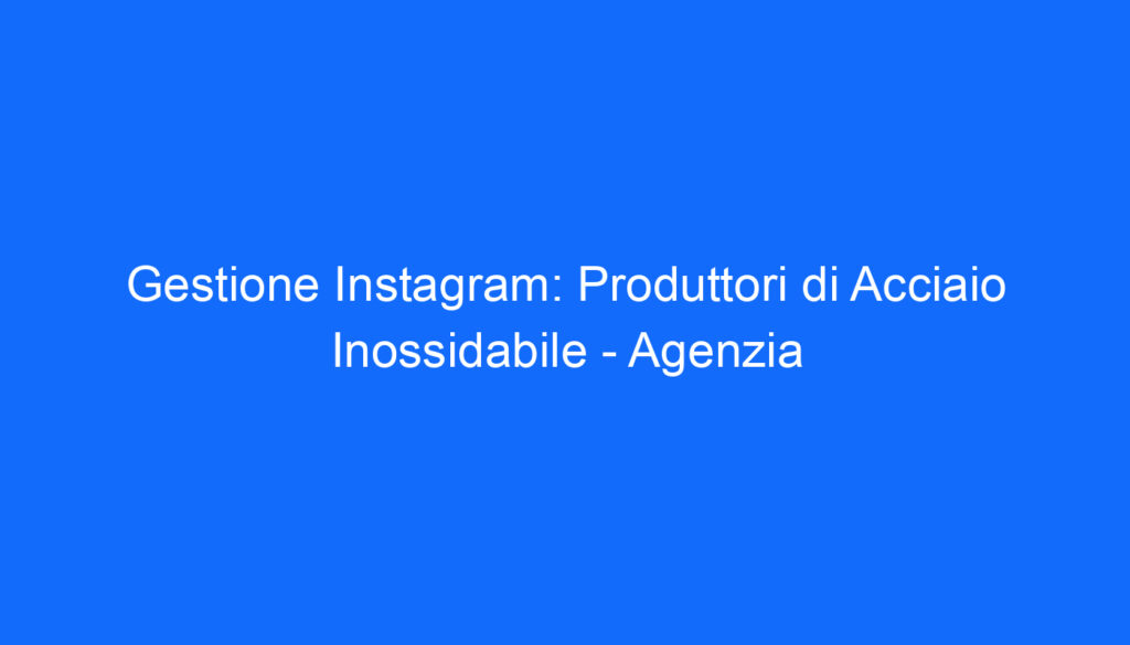 Gestione Instagram: Produttori di Acciaio Inossidabile Agenzia