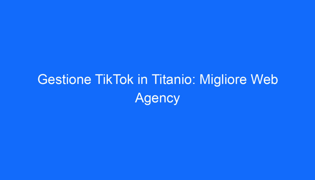 Gestione TikTok in Titanio: Migliore Web Agency