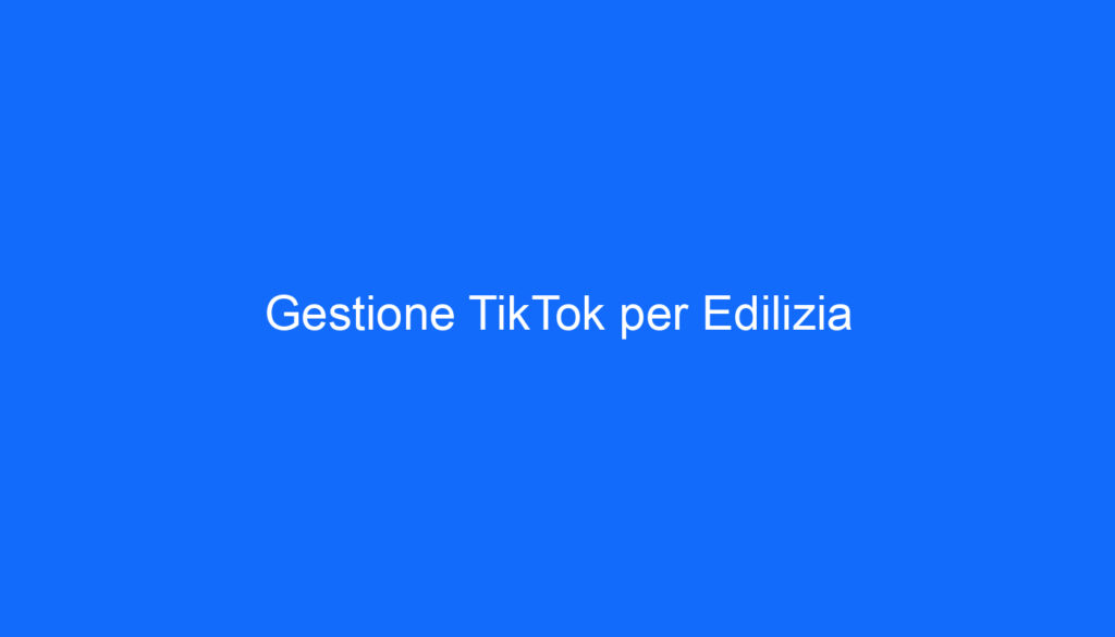 Gestione TikTok per Edilizia