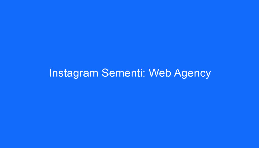 Instagram Sementi: Web Agency