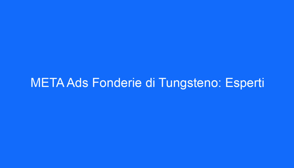 META Ads Fonderie di Tungsteno: Esperti