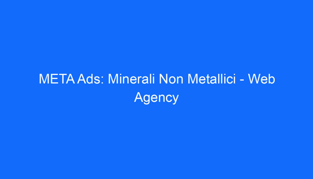 META Ads: Minerali Non Metallici Web Agency