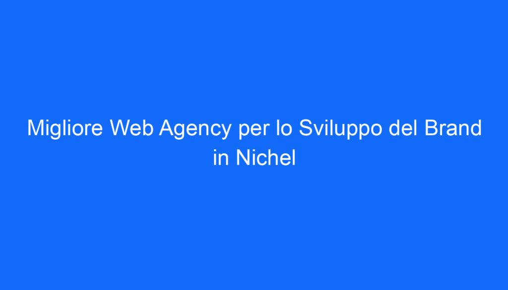 Migliore Web Agency per lo Sviluppo del Brand in Nichel