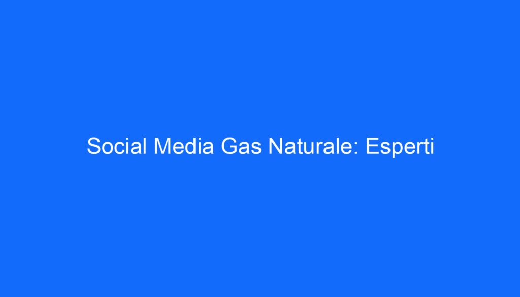 Social Media Gas Naturale: Esperti