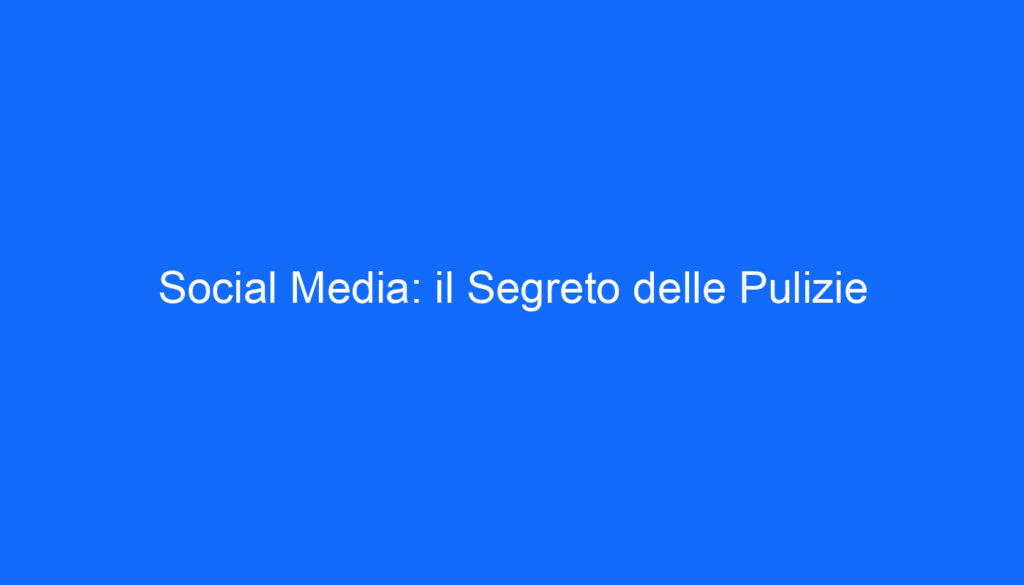 Social Media: il Segreto delle Pulizie