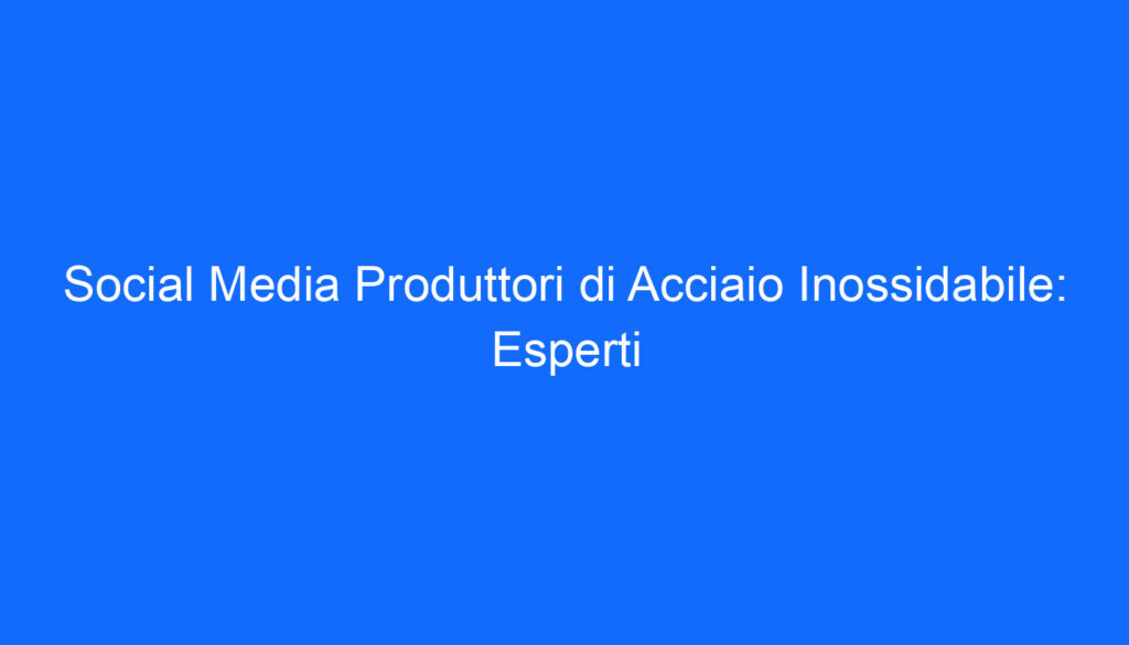 Social Media Produttori di Acciaio Inossidabile: Esperti