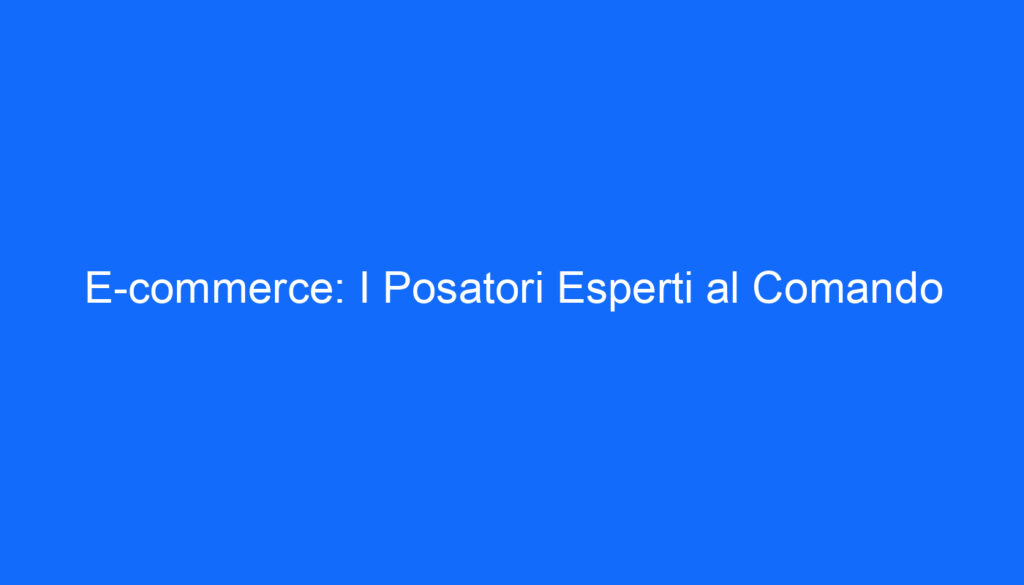E commerce: I Posatori Esperti al Comando