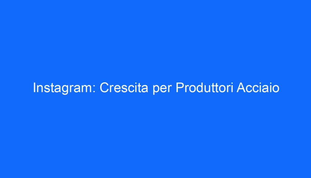 Instagram: Crescita per Produttori Acciaio