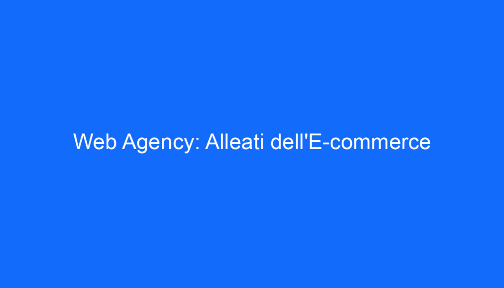 Web Agency: Alleati dell'E commerce