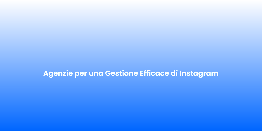 Agenzie per una Gestione Efficace di Instagram