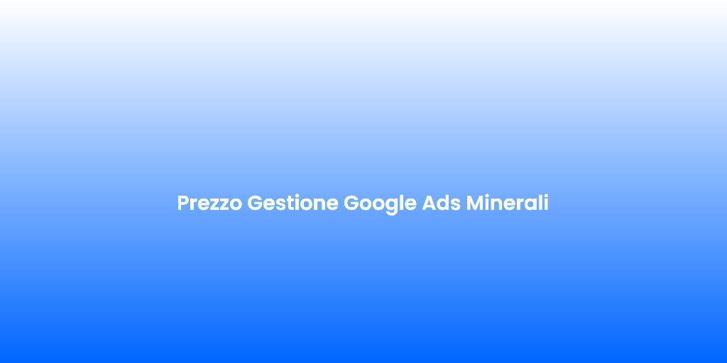 Prezzo Gestione Google Ads Minerali