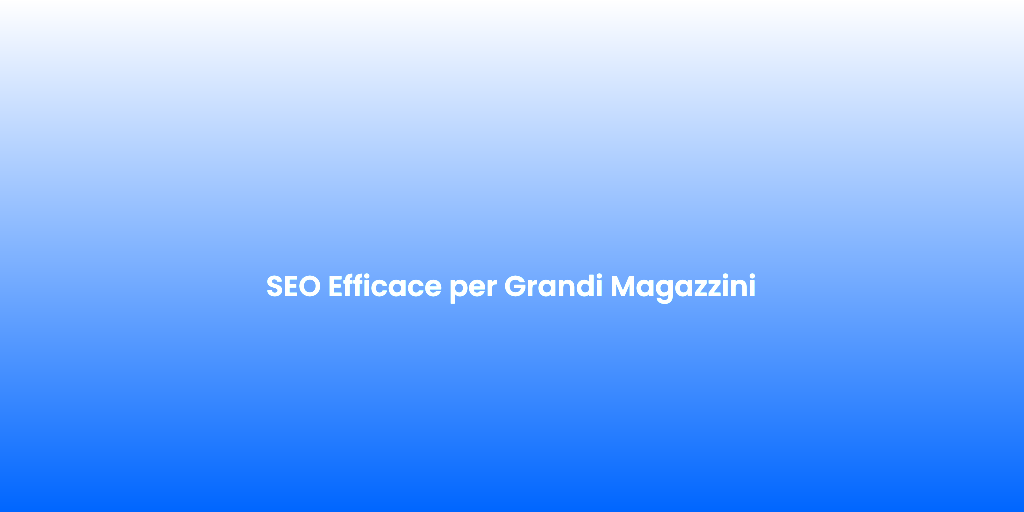 SEO Efficace per Grandi Magazzini 2