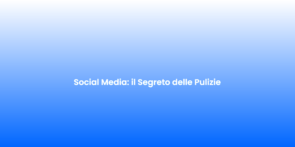 Social Media il Segreto delle Pulizie 1