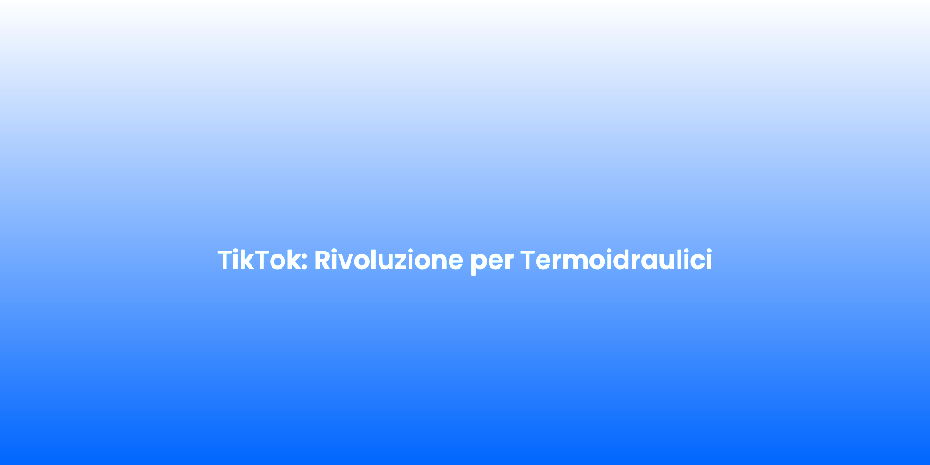 TikTok Rivoluzione per Termoidraulici