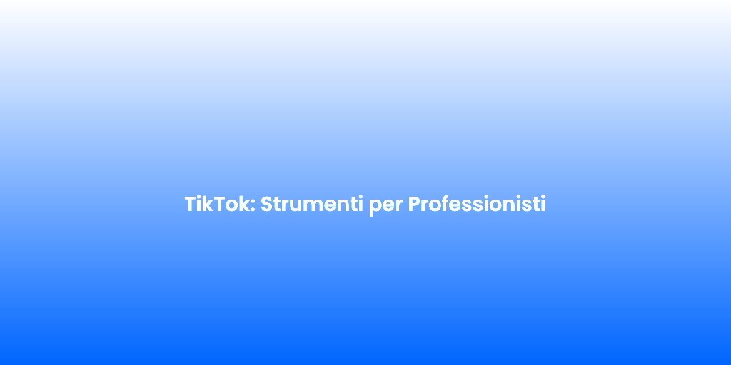 TikTok Strumenti per Professionisti
