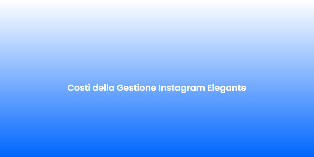 Costi della Gestione Instagram Elegante 1