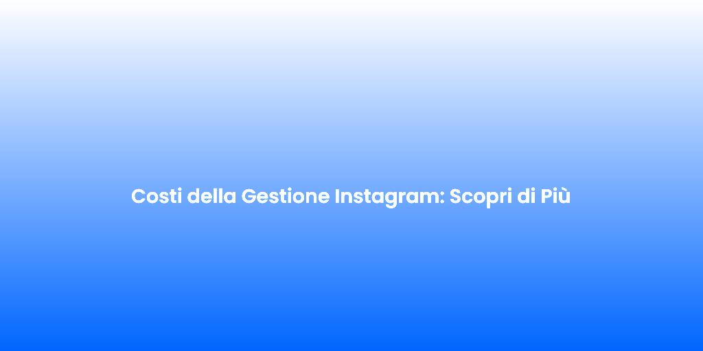 Costi della Gestione Instagram Scopri di Piu