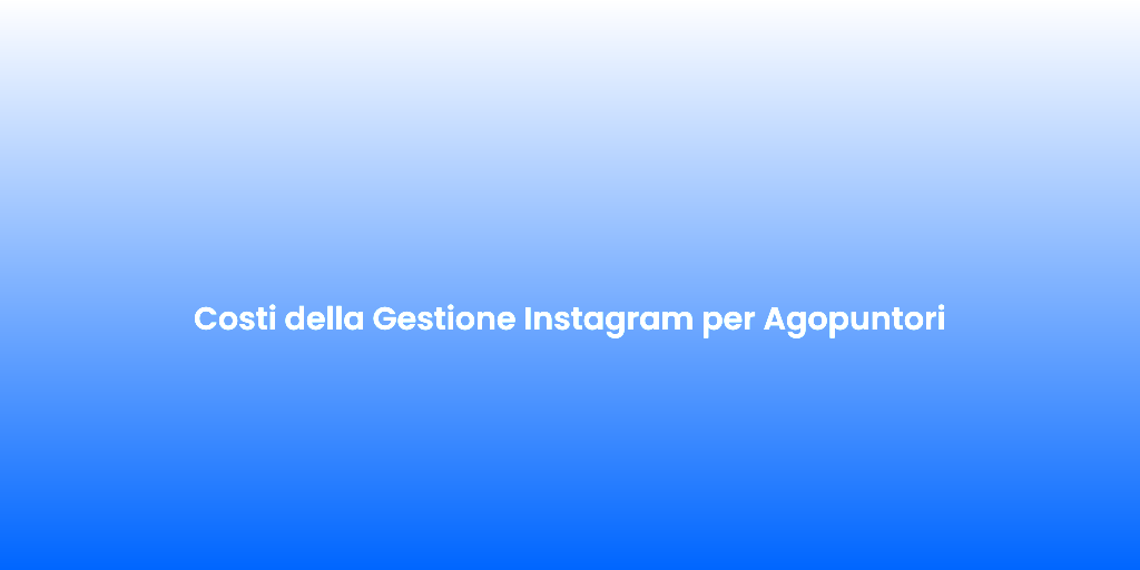 Costi della Gestione Instagram per Agopuntori 1