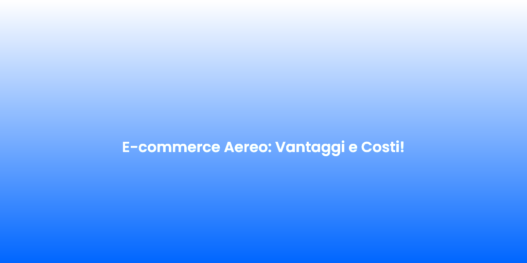 E commerce Aereo Vantaggi e Costi