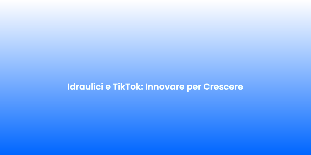 Idraulici e TikTok Innovare per Crescere 1