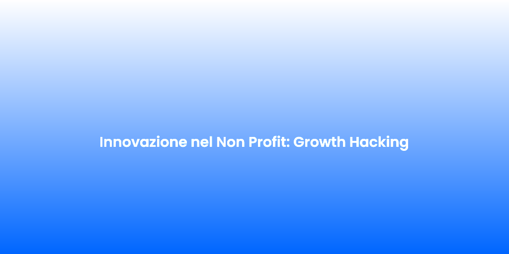 Innovazione nel Non Profit Growth Hacking
