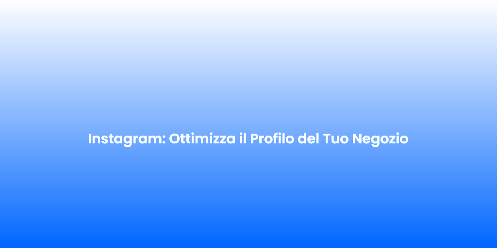 Instagram Ottimizza il Profilo del Tuo Negozio 1