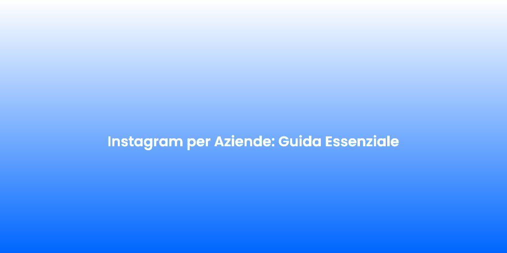 Instagram per Aziende Guida Essenziale