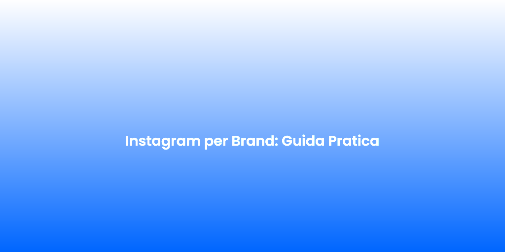 Instagram per Brand Guida Pratica 1